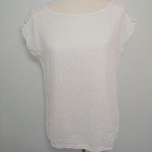 Alessia Pacini linen white cap sleeve top size Medium